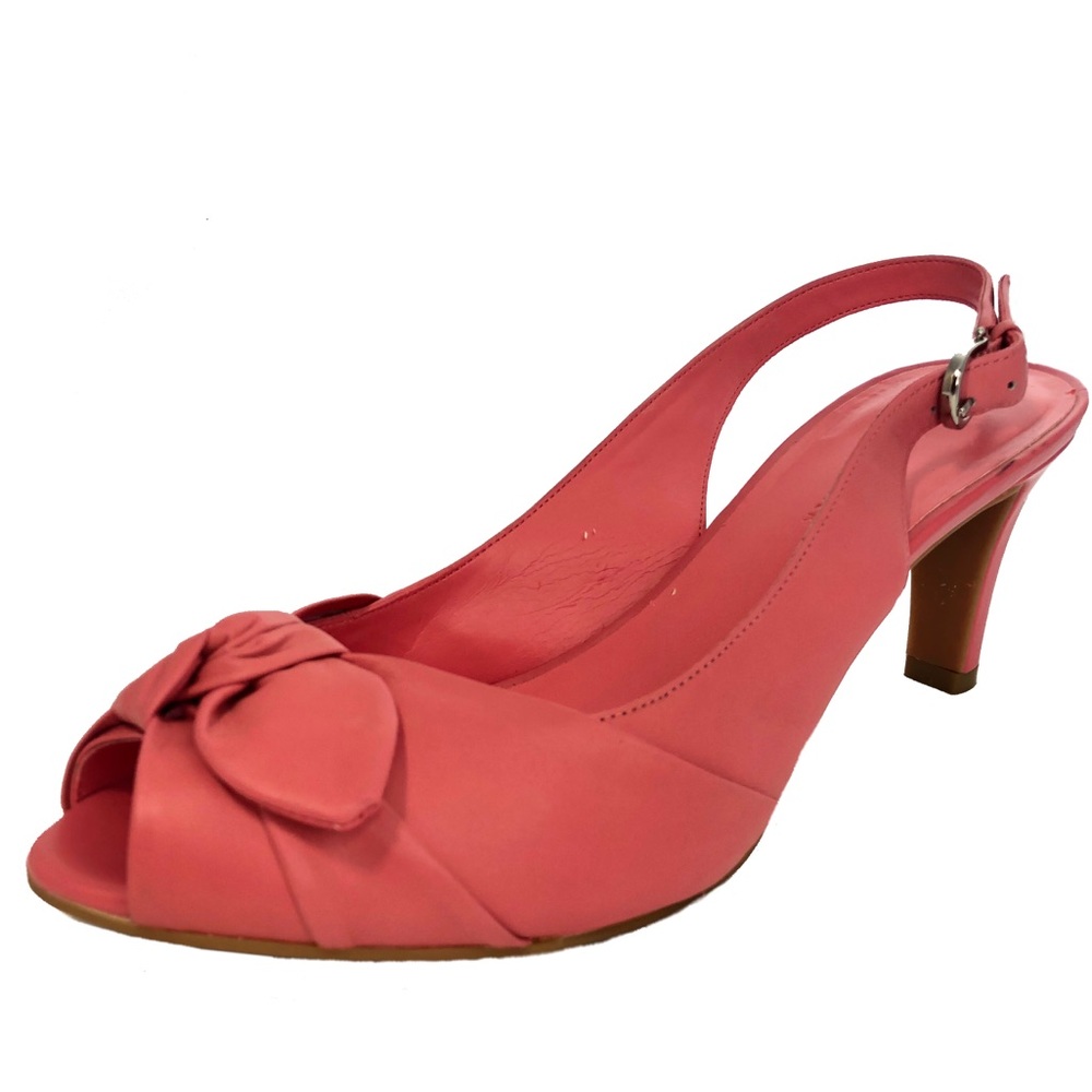 Etienne Aigner Pink Open-Toe Heels Bow